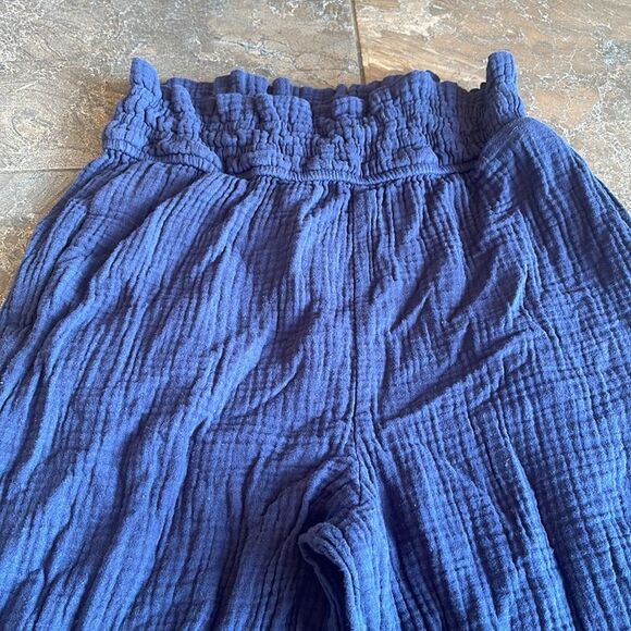 Pinch lounge pants Navy Blue 100% Cotton Wide Leg Pants Elastic Waist S - Picture 5 of 13